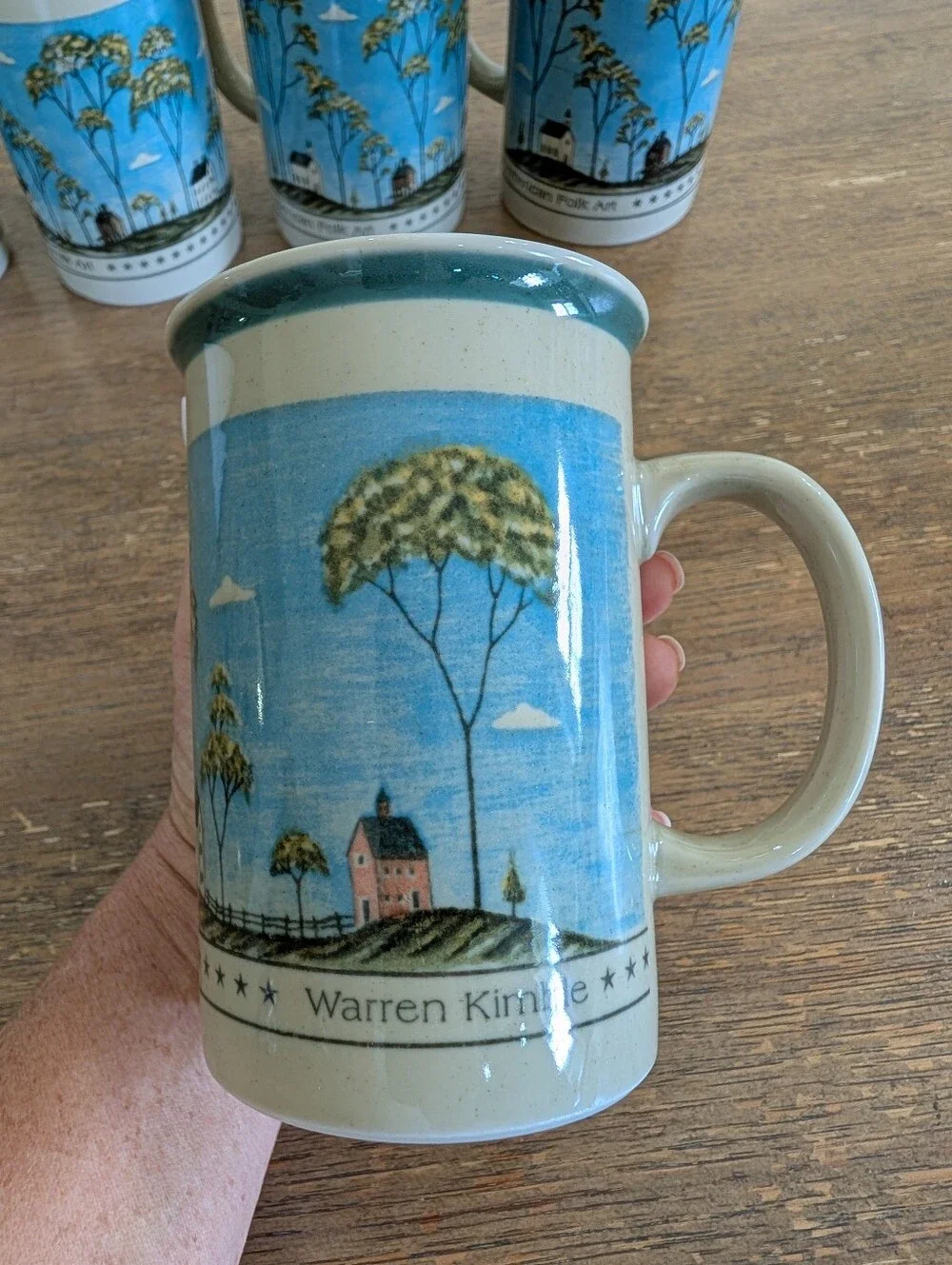 8 Otagiri Warren Kimble American Folk Art Mugs Set Of 8 Perfect Condition